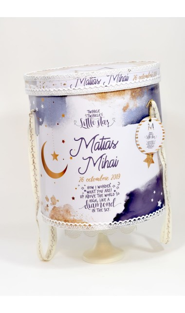 Trusou de botez pentru baieti cu praf de stele auriu, Twinkle Twinkle Little Star  5